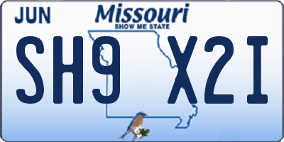 MO license plate SH9X2I