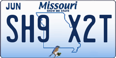 MO license plate SH9X2T