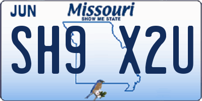 MO license plate SH9X2U
