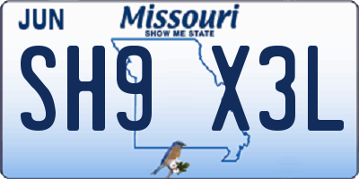 MO license plate SH9X3L