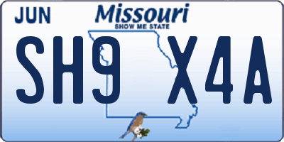 MO license plate SH9X4A