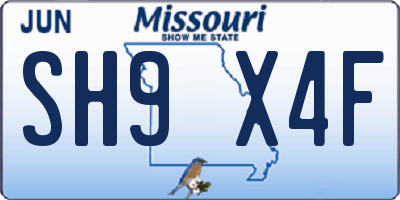 MO license plate SH9X4F