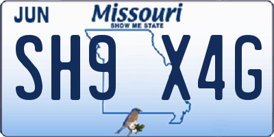MO license plate SH9X4G