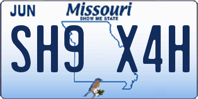 MO license plate SH9X4H
