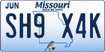 MO license plate SH9X4K
