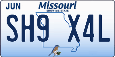 MO license plate SH9X4L