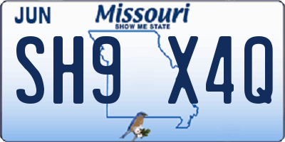 MO license plate SH9X4Q