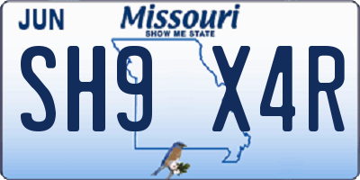 MO license plate SH9X4R