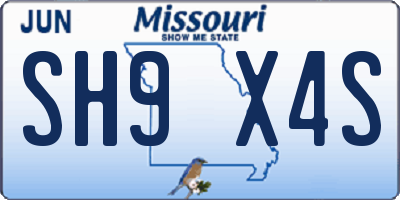 MO license plate SH9X4S