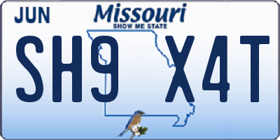 MO license plate SH9X4T