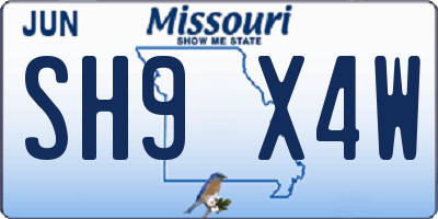 MO license plate SH9X4W