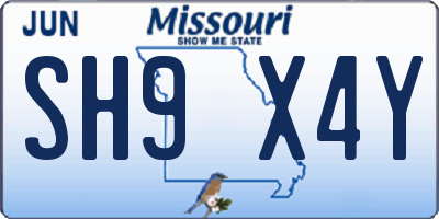 MO license plate SH9X4Y
