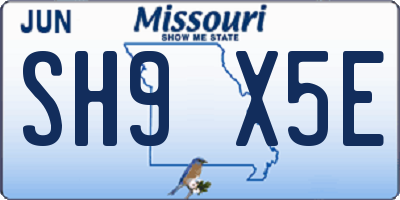 MO license plate SH9X5E