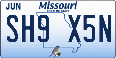 MO license plate SH9X5N