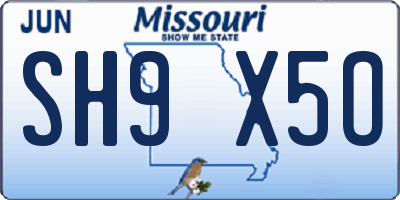 MO license plate SH9X5O