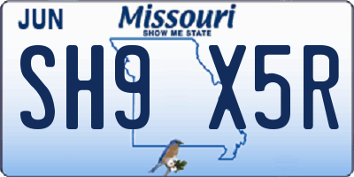 MO license plate SH9X5R