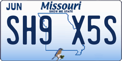 MO license plate SH9X5S