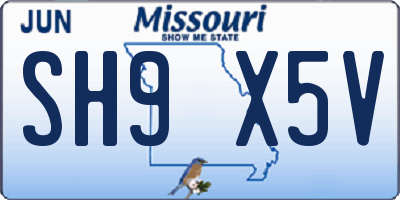 MO license plate SH9X5V