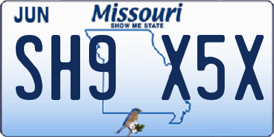 MO license plate SH9X5X