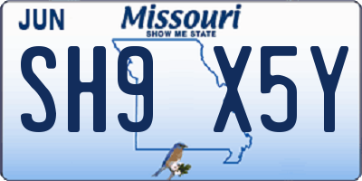 MO license plate SH9X5Y