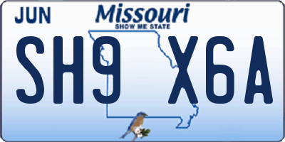 MO license plate SH9X6A
