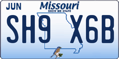 MO license plate SH9X6B