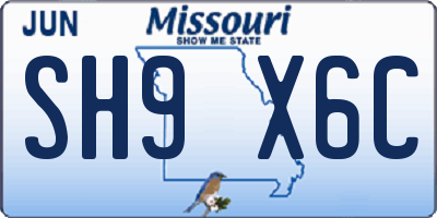 MO license plate SH9X6C