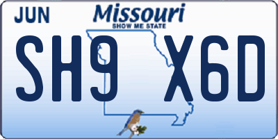 MO license plate SH9X6D