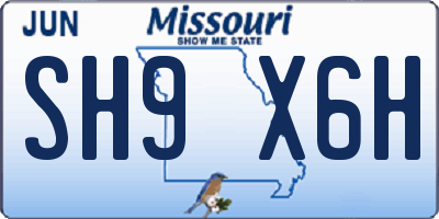 MO license plate SH9X6H
