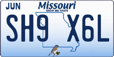 MO license plate SH9X6L