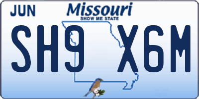 MO license plate SH9X6M