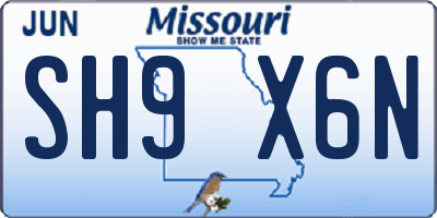 MO license plate SH9X6N