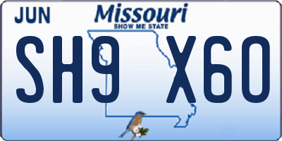 MO license plate SH9X6O