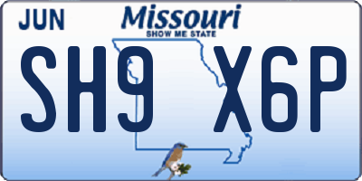 MO license plate SH9X6P
