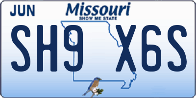 MO license plate SH9X6S