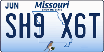 MO license plate SH9X6T