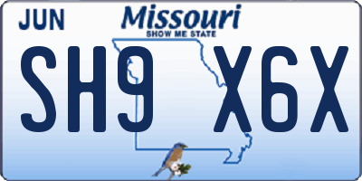 MO license plate SH9X6X