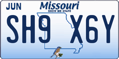 MO license plate SH9X6Y