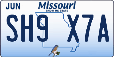 MO license plate SH9X7A