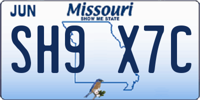 MO license plate SH9X7C