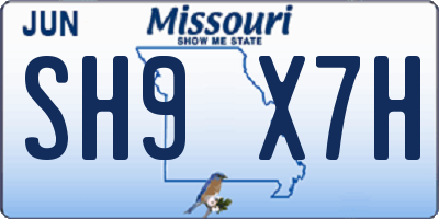 MO license plate SH9X7H