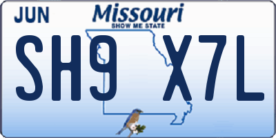 MO license plate SH9X7L