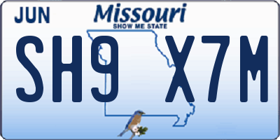 MO license plate SH9X7M