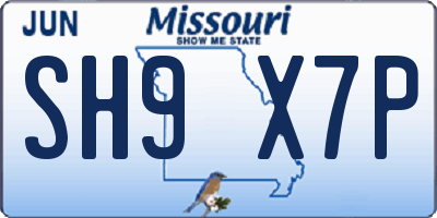 MO license plate SH9X7P