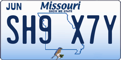 MO license plate SH9X7Y