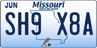 MO license plate SH9X8A
