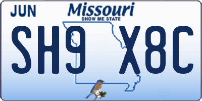 MO license plate SH9X8C