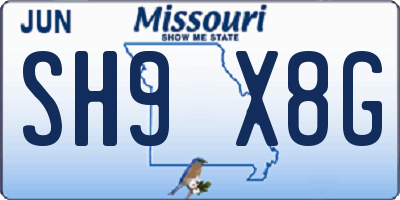 MO license plate SH9X8G
