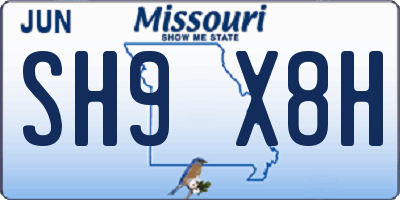 MO license plate SH9X8H