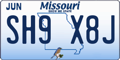 MO license plate SH9X8J